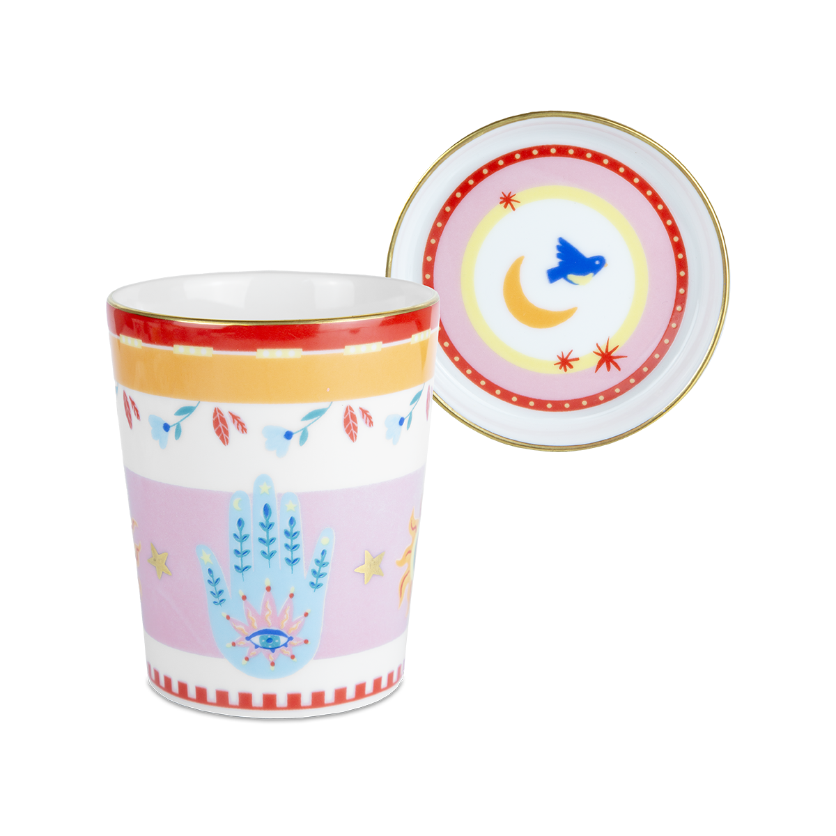 Baci Milano "Mamma mia" mug con piattino/coperchio in porcellana