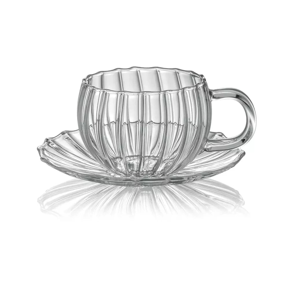 IVV "Sahara" set 2 tazzine caffé con piattino in vetro borosilicato
