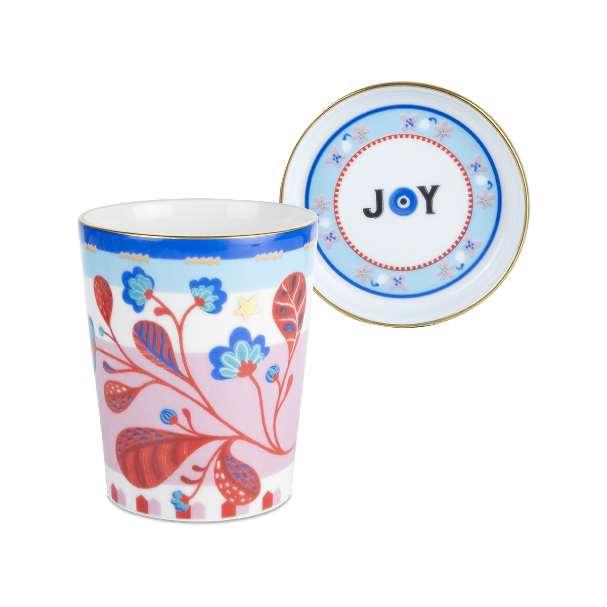 Baci Milano "Mamma mia" mug con piattino/coperchio in porcellana