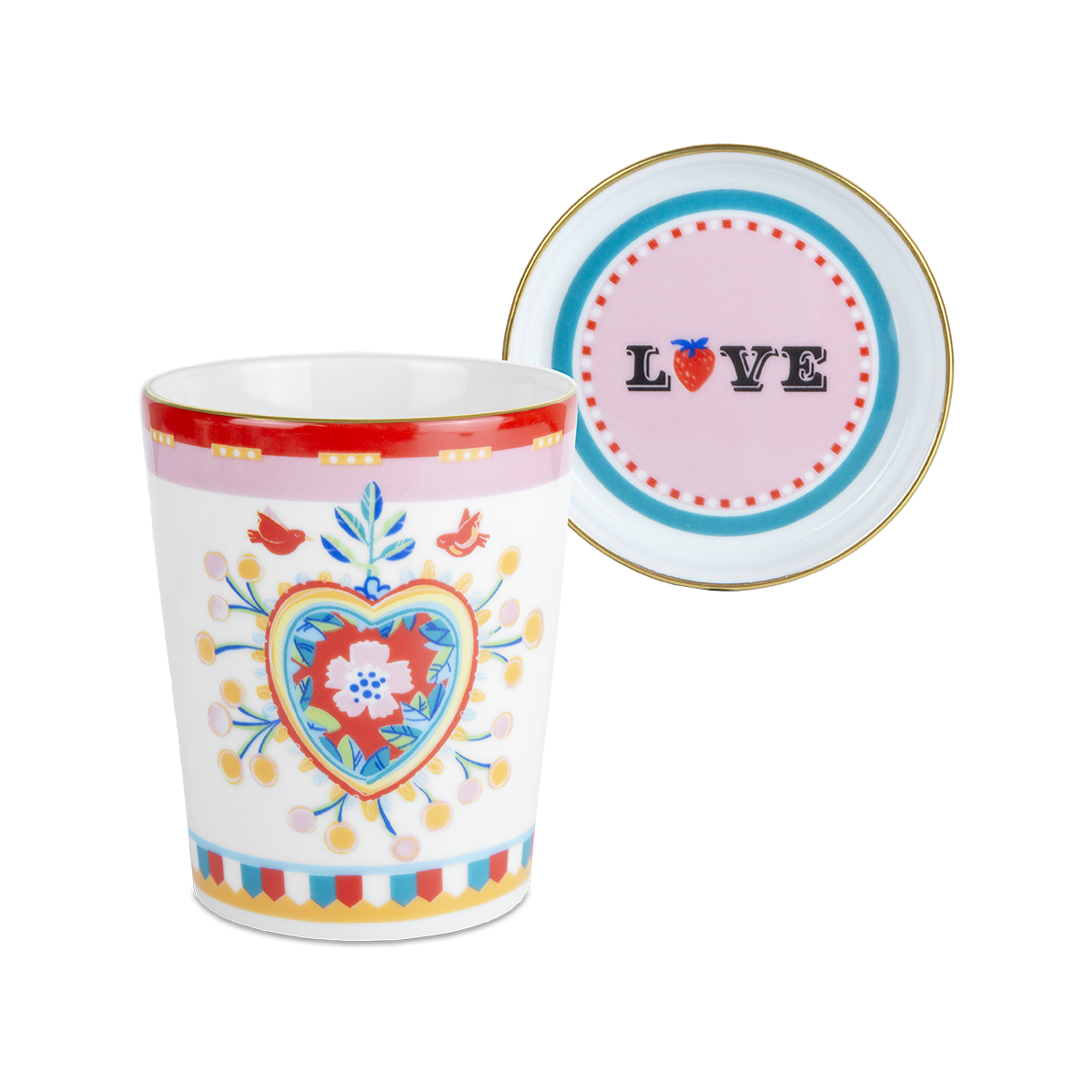 Baci Milano "Mamma mia" mug con piattino/coperchio in porcellana