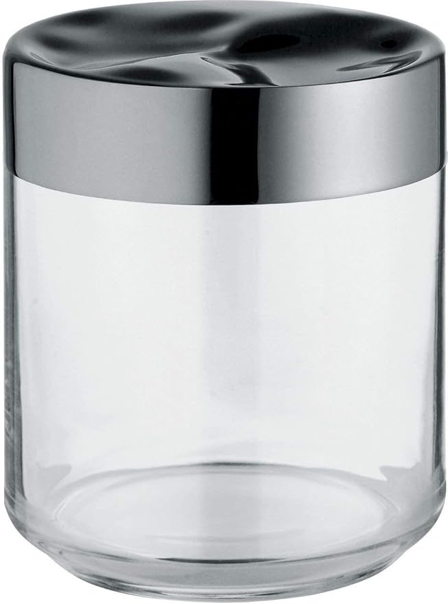 Alessi "Julieta" LC08 barattolo ermetico da cucina di design, corpo in vetro con coperchio in acciaio inossidabile 18/10, 75 cl