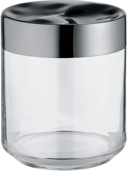 Alessi "Julieta" LC08 barattolo ermetico da cucina di design, corpo in vetro con coperchio in acciaio inossidabile 18/10, 75 cl