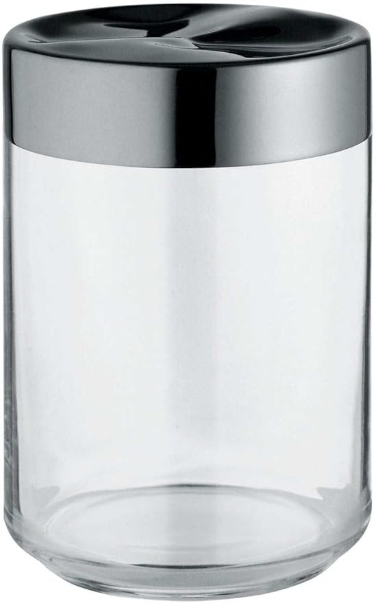 Alessi "Julieta" LC09 barattolo ermetico da cucina di design, corpo in vetro con coperchio in acciaio unossidabile 18/10, 100 cl