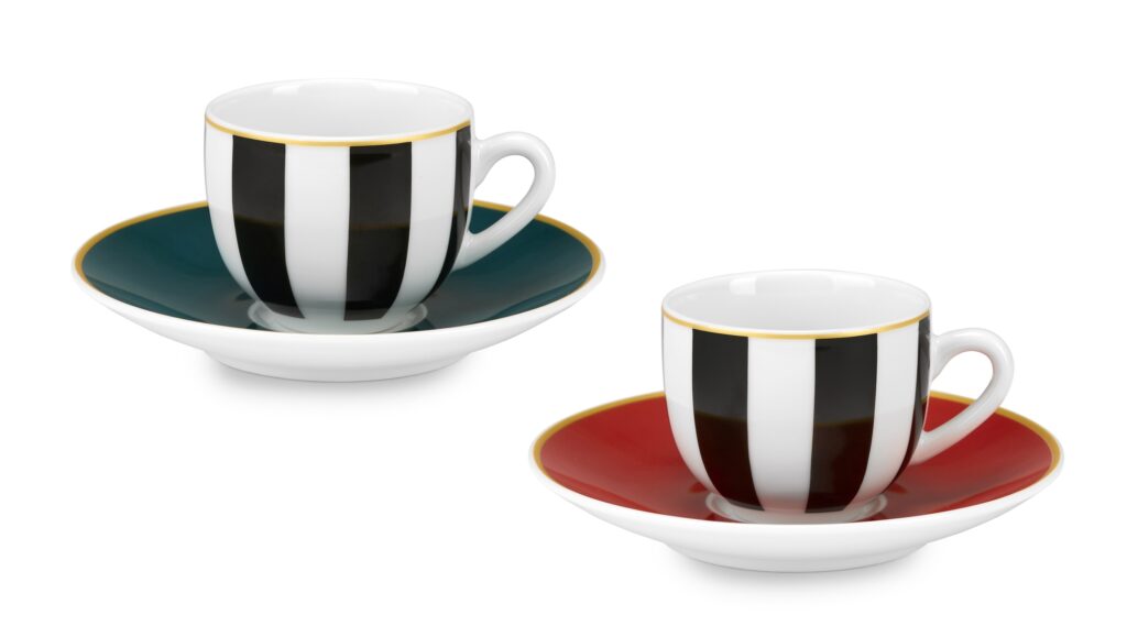 Fade "Royal" set 6 tazze con piattino caffè, in fine porcellana