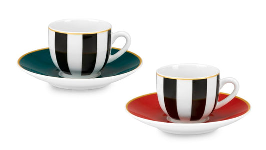 Fade "Royal" set 6 tazze con piattino caffè, in fine porcellana
