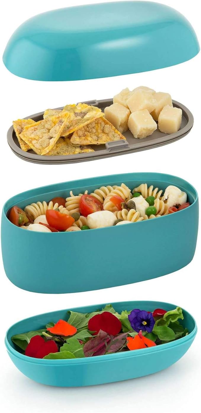 Alessi "Food À Porter" lunch box a tre scomparti in resina termoplastica, rosso, 10 cm