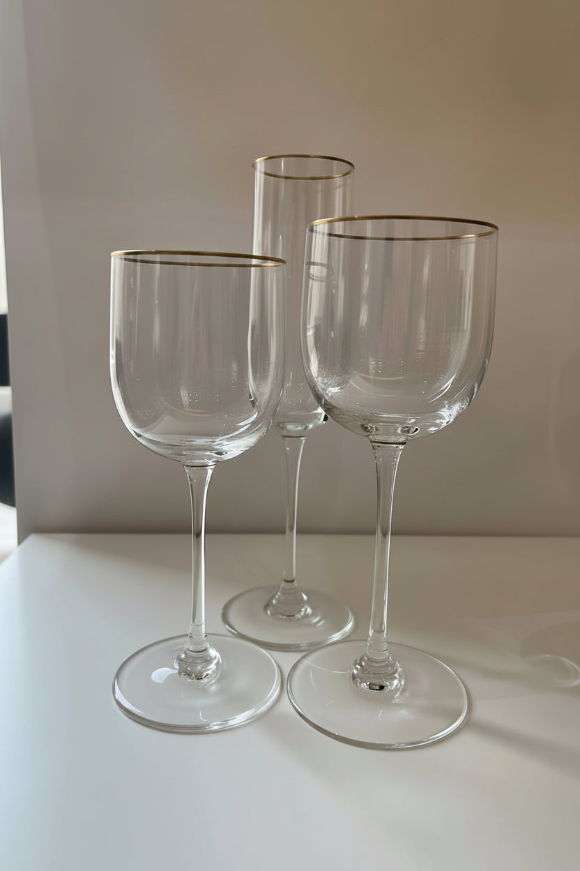 Servizio di bicchieri con filo in oro 36pz