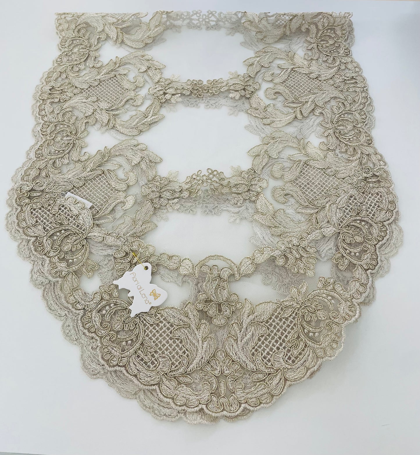 Fiori di Lena runner pizzo oro ovale