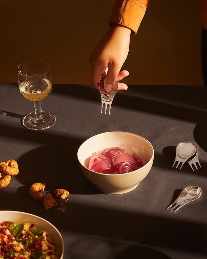 Alessi set 4 posate multiuso di design, acciaio inossidabile 18/10