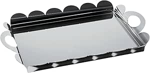 Alessi "Recinto" AM14 vassoio rettangolare con bordo smerlato e manici in acciaio lucido, 45 cm