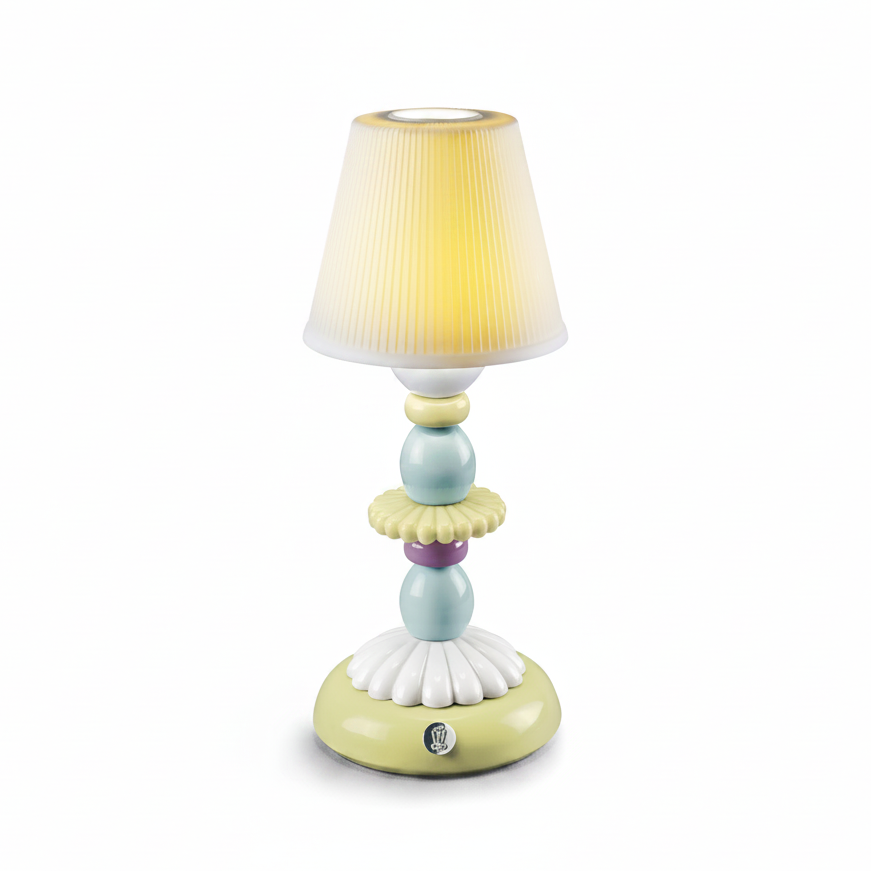 Lladro` "Firefly lotus" lampada da tavolo verde e azzurro