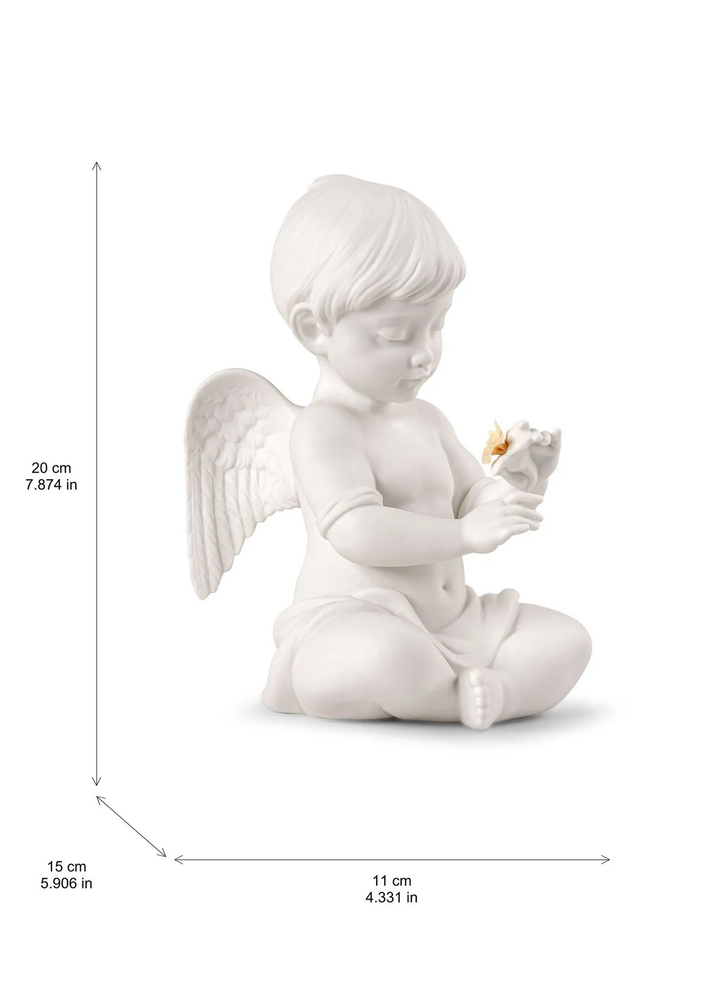 LLADRÓ Scultura Angelo con fiore