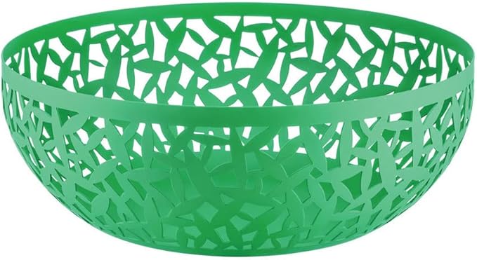Alessi "Cactus" fruttiera di design traforata in acciaio colorato con resina epossidica, verde, 29 cm