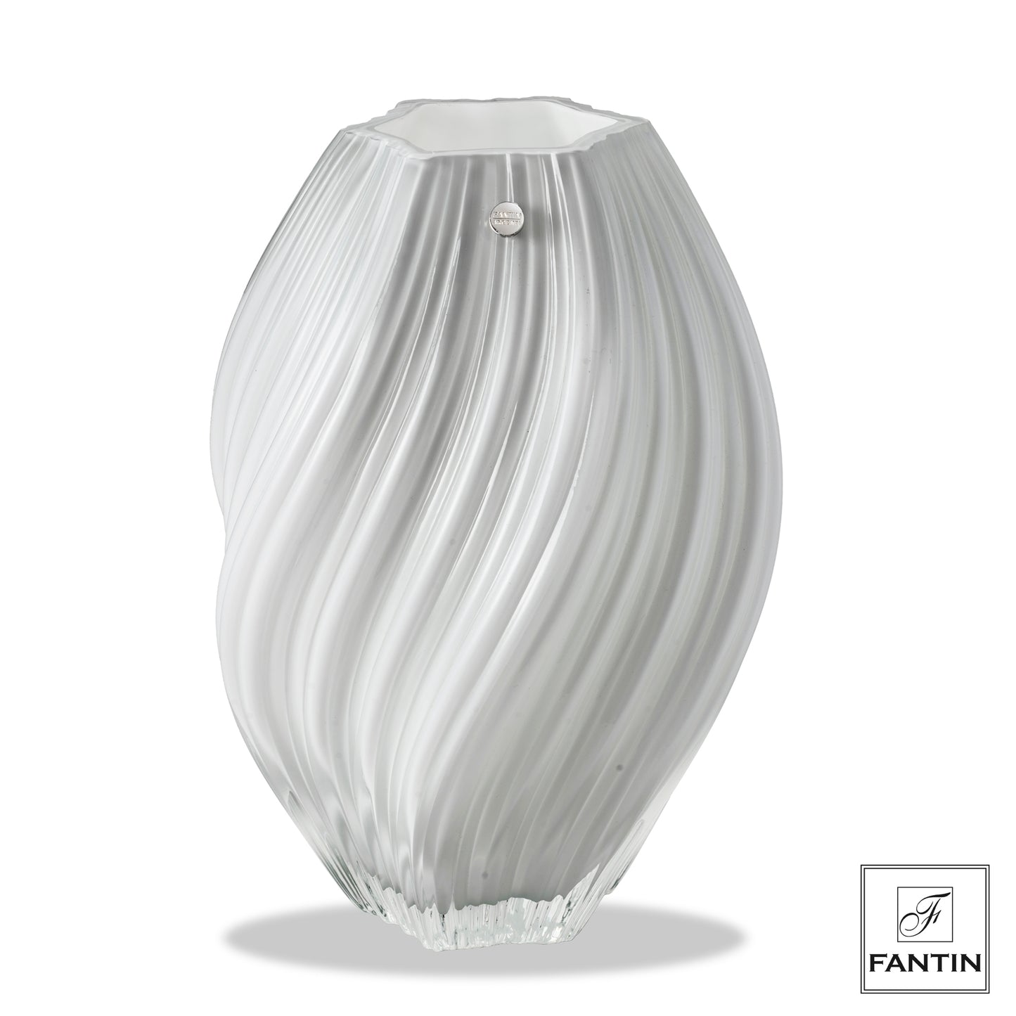 Fantin Argenti vaso in vetro vortice bianco