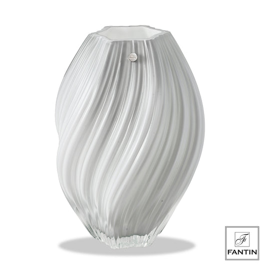 Fantin Argenti vaso in vetro vortice bianco