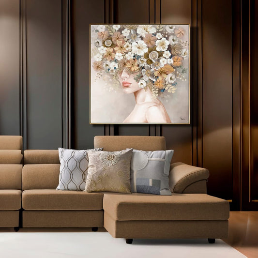 Fantin Argenti Quadro con cornice volto fiori Gold