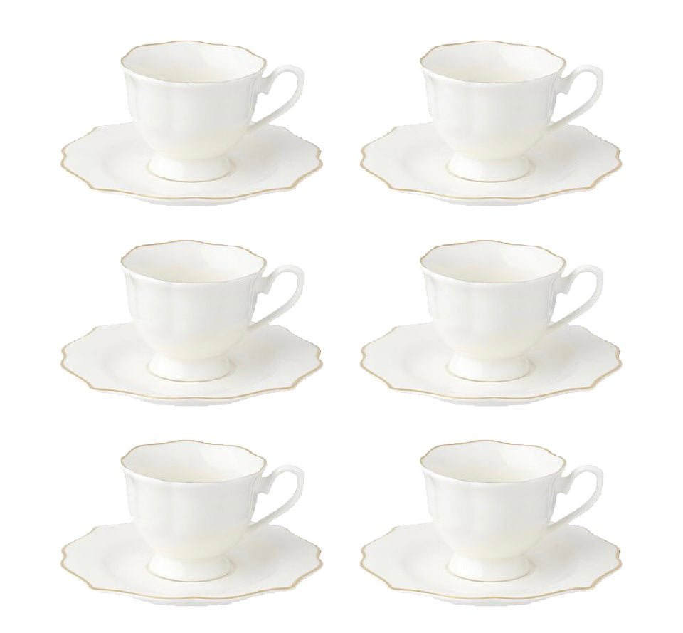Evviva Servizio di Piatti 50 pz completo Filo Oro in Porcellana New Bone China