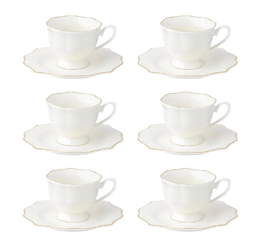 Evviva set 6 tazzine da caffè Filo Oro in porcellana bone china