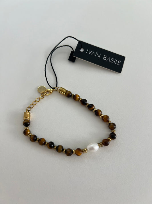 Ivan Basile “Occhio di tigre/Perla” bracciale