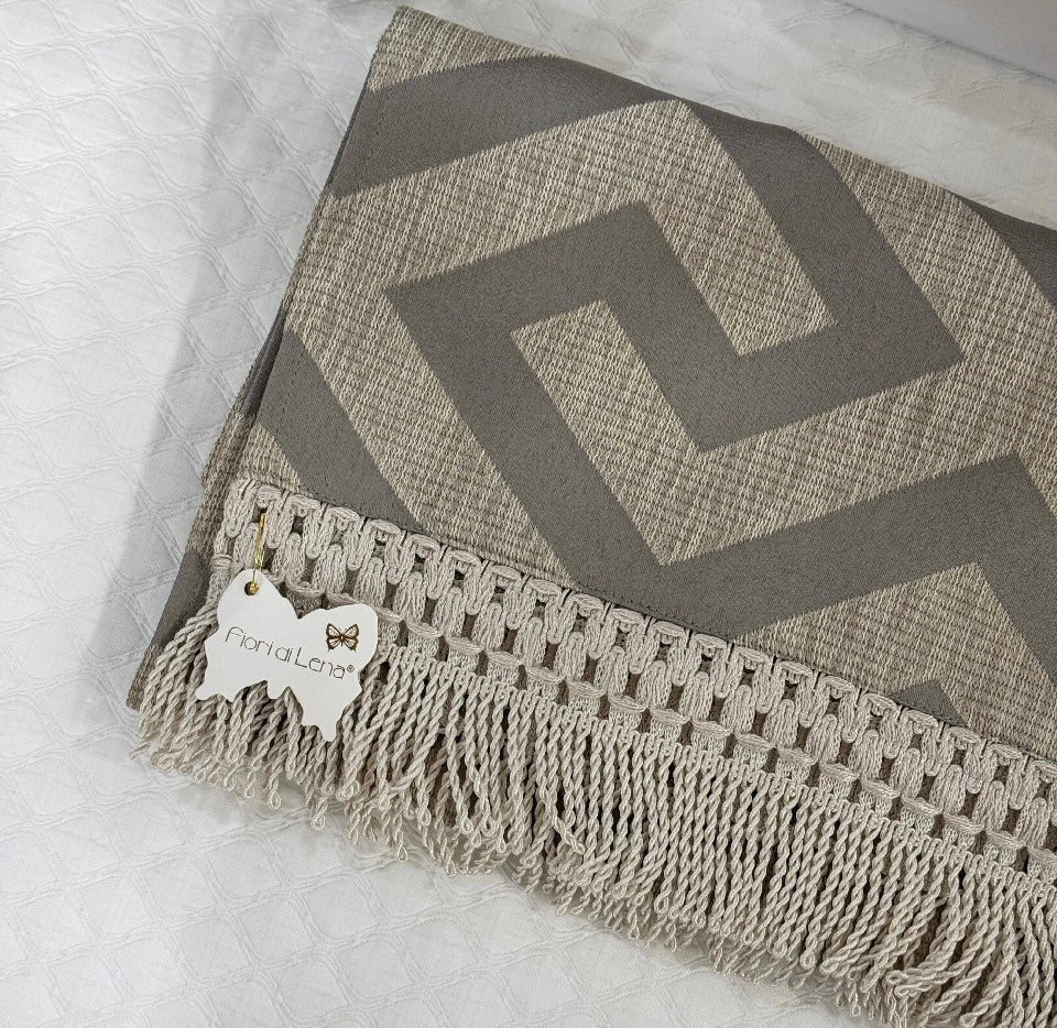 Fiori di Lena Runner Fantasia con Frange 110x40cm Grigio