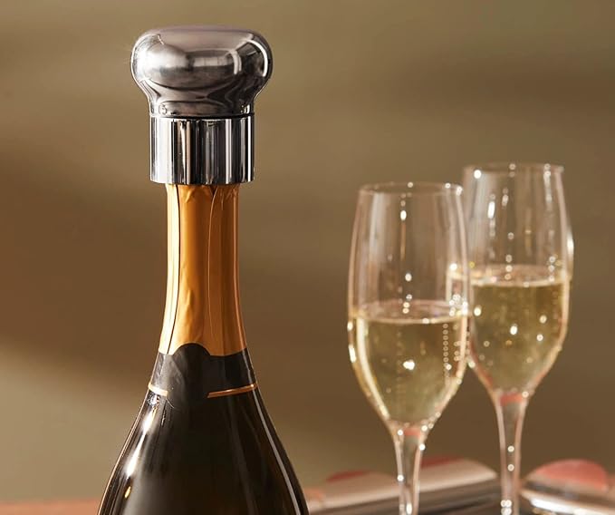 Alessi "Noè" tappo ermetico a espansione per bottiglie di vino e champagne, acciaio inox, lucido