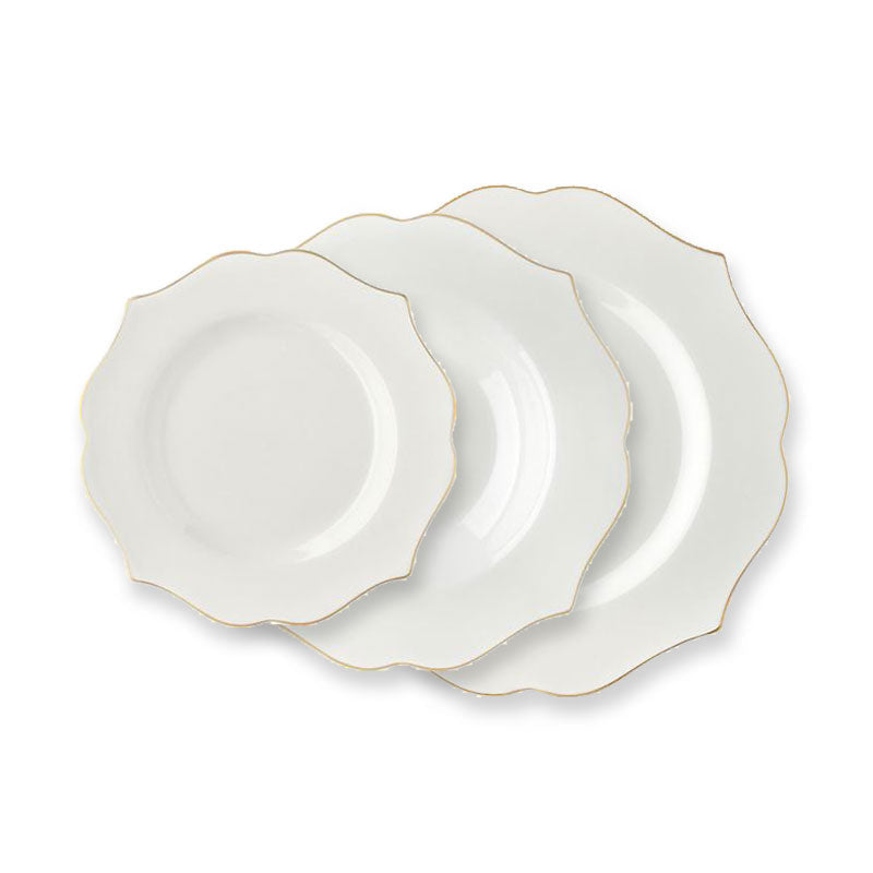 Evviva Servizio di Piatti 18 Pezzi filo oro in porcellana New Bone China