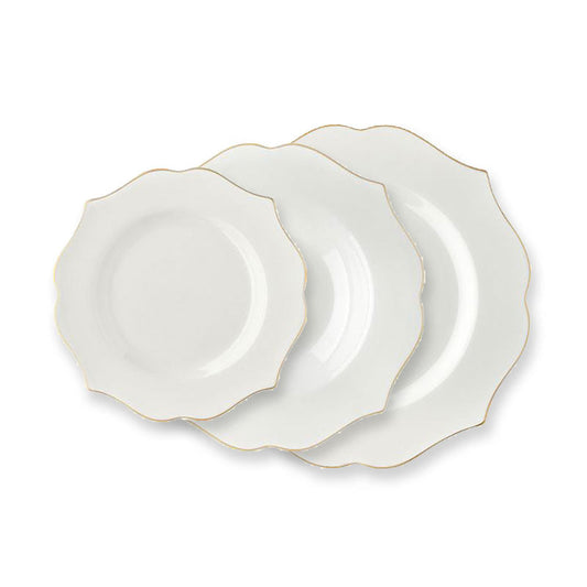 Evviva Servizio di Piatti 18 Pezzi filo oro in porcellana New Bone China