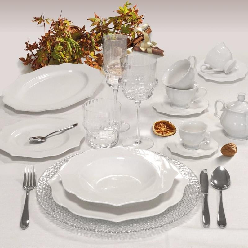 Evviva Servizio di Piatti 18 Pezzi filo oro in porcellana New Bone China