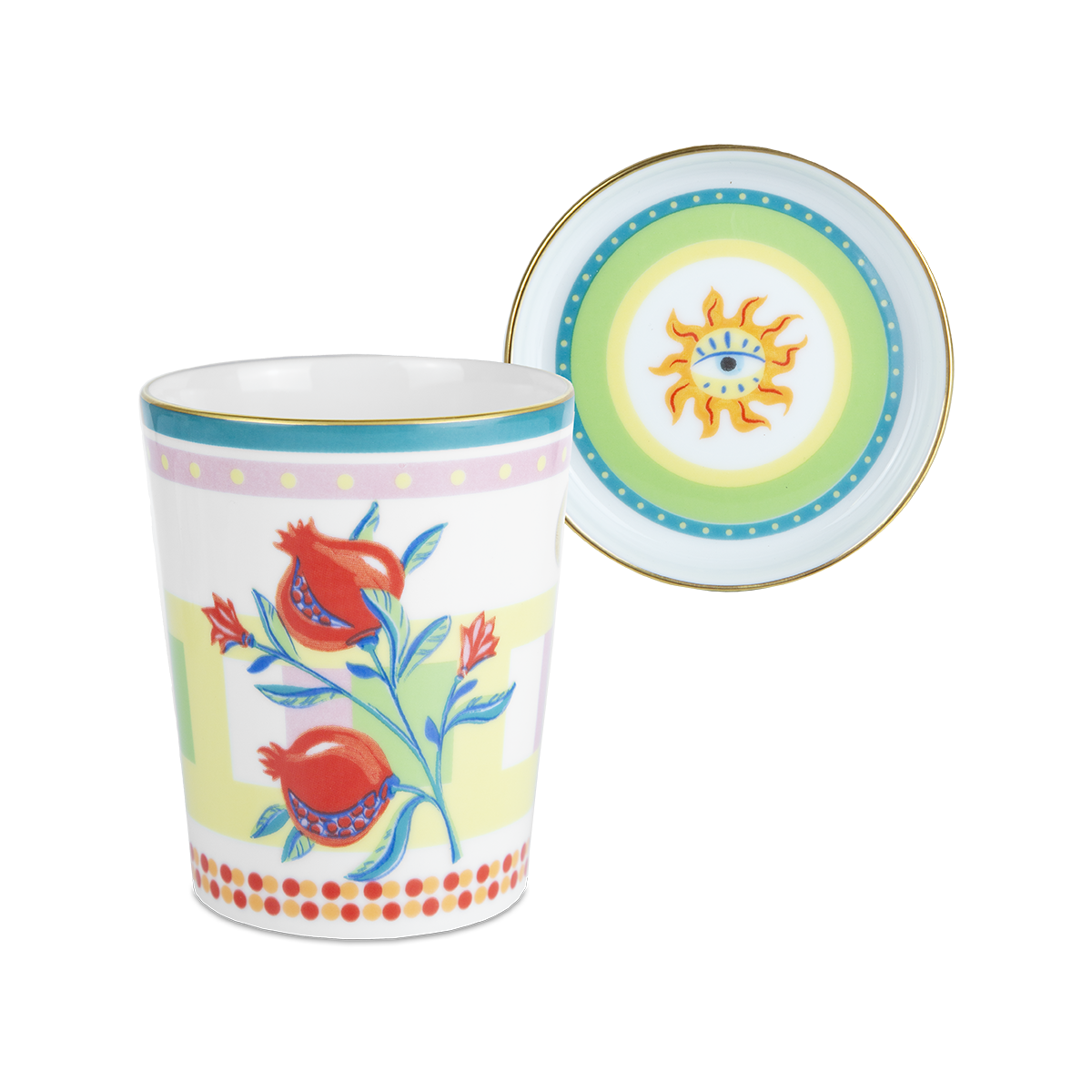 Baci Milano "Mamma mia" mug con piattino/coperchio in porcellana