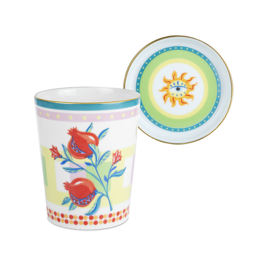 Baci Milano "Mamma mia" mug con piattino/coperchio in porcellana