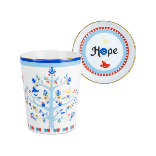 Baci Milano "Mamma mia" mug con piattino/coperchio in porcellana