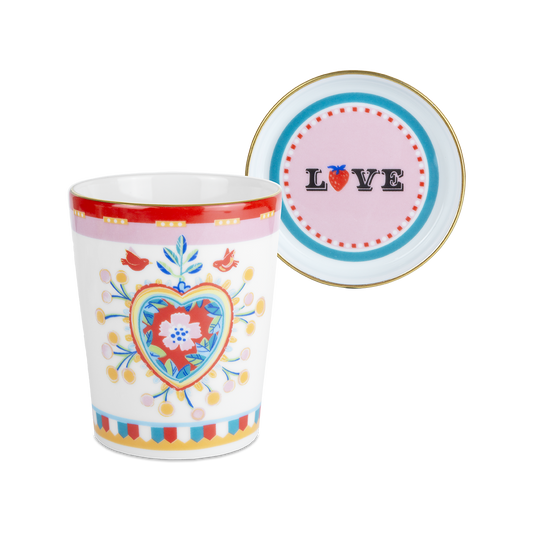 Baci Milano "Mamma mia" mug con piattino/coperchio in porcellana