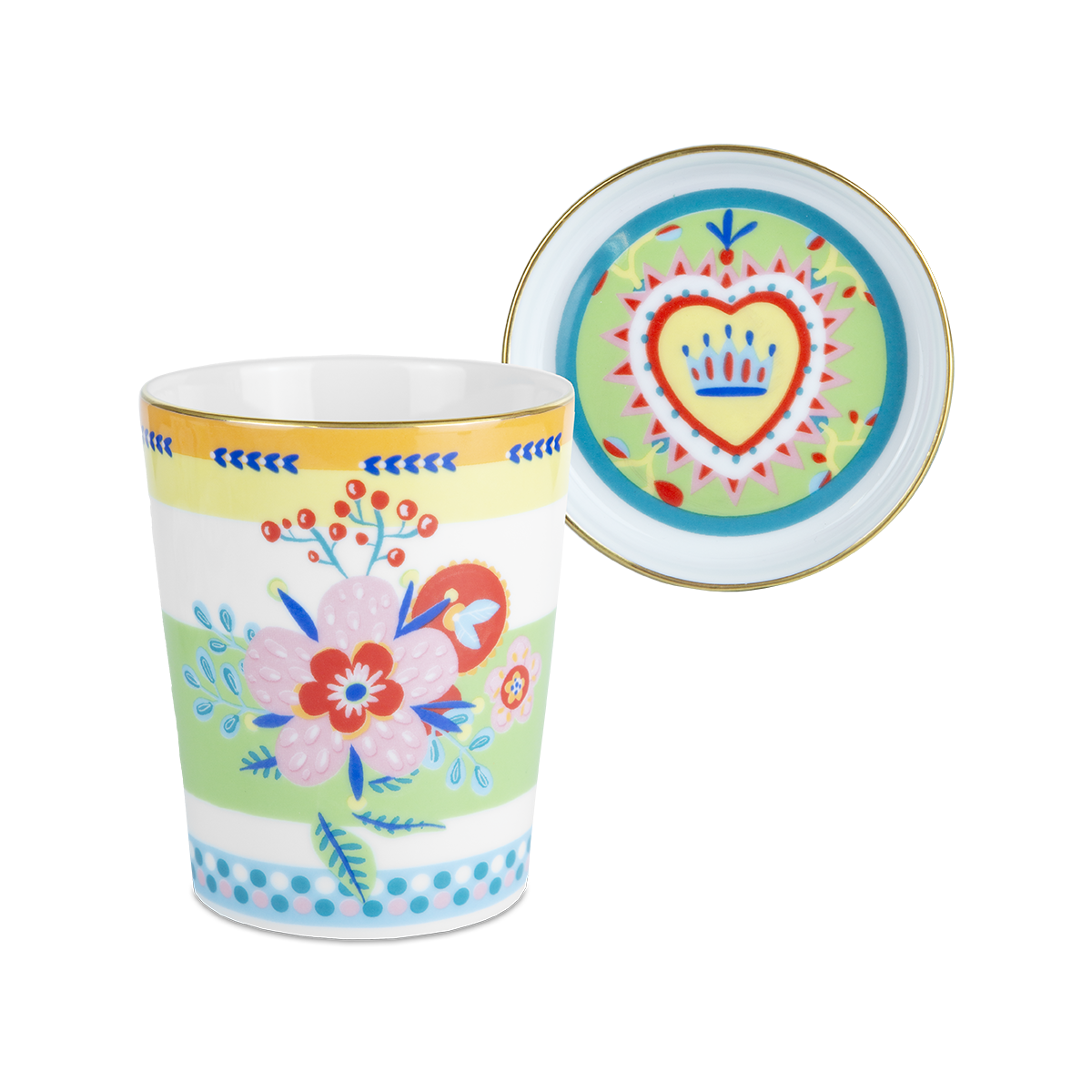 Baci Milano "Mamma mia" mug con piattino/coperchio in porcellana