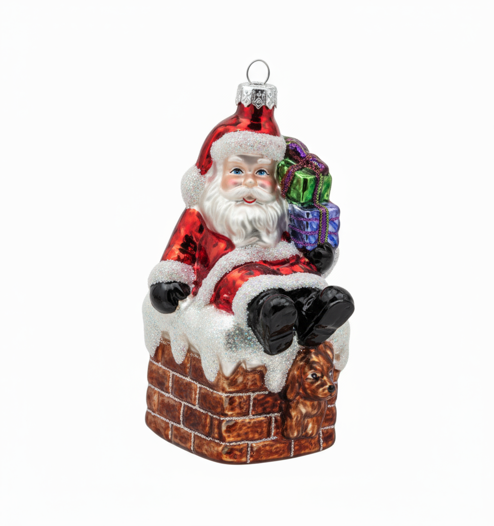 Bruco Babbo Natale da Appendere in vetro