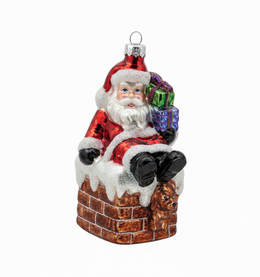 Bruco Babbo Natale da Appendere in vetro