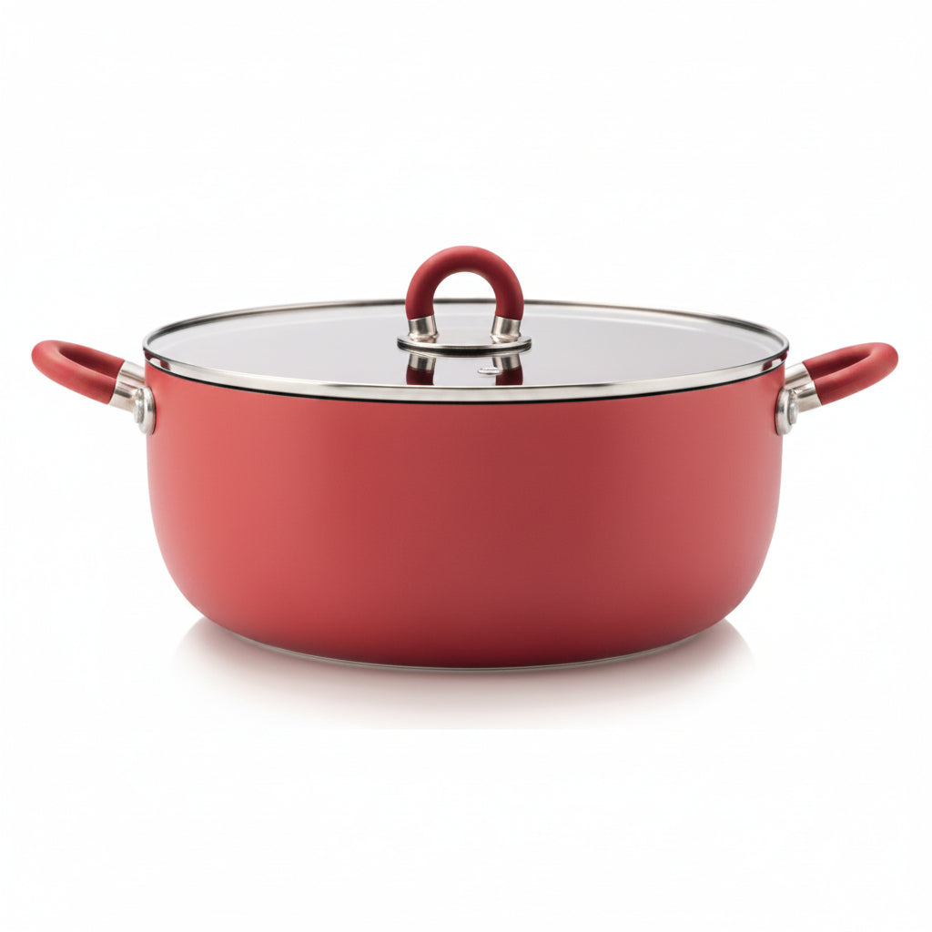 Alessi "MasterPro" casseruola in alluminio antiaderente con coperchio 20cm rosso