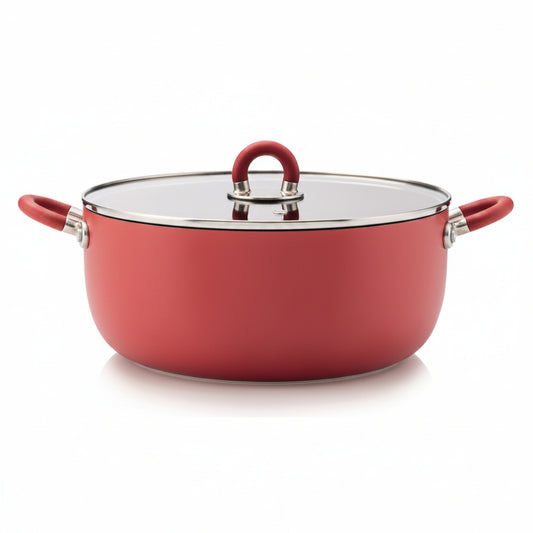 Alessi "MasterPro" casseruola in alluminio antiaderente con coperchio 20cm rosso