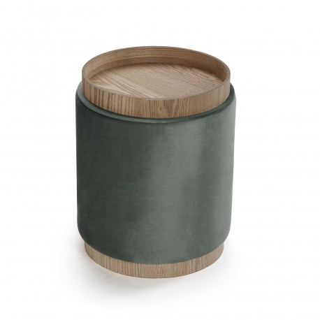 Versa POUF CON STORAGE E VASSOIO VELVET VERDE |Miriade