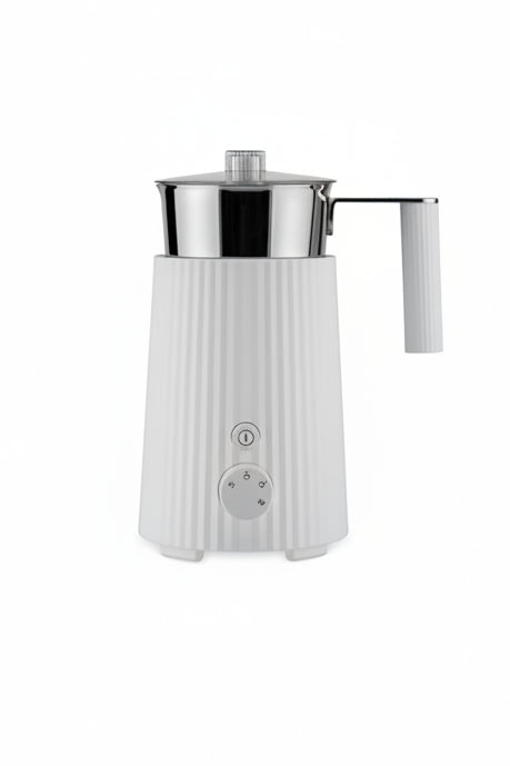 Alessi "Plissé" cappuccinatore multifunzione ad induzione, in resina termoplastica con bricco in acciaio inossidabile, spina europea, 600 W, 35 cl, bianco