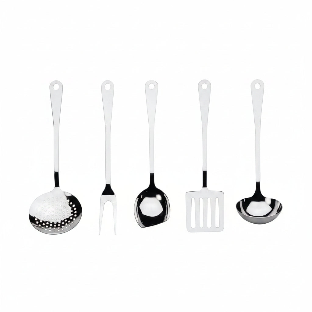 Alessi AJM set 5 mestoli da cucina di design in acciaio lucido