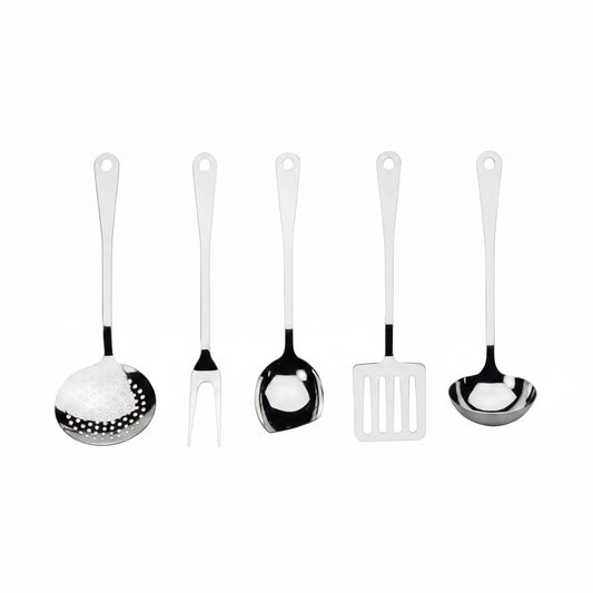 Alessi AJM set 5 mestoli da cucina di design in acciaio lucido