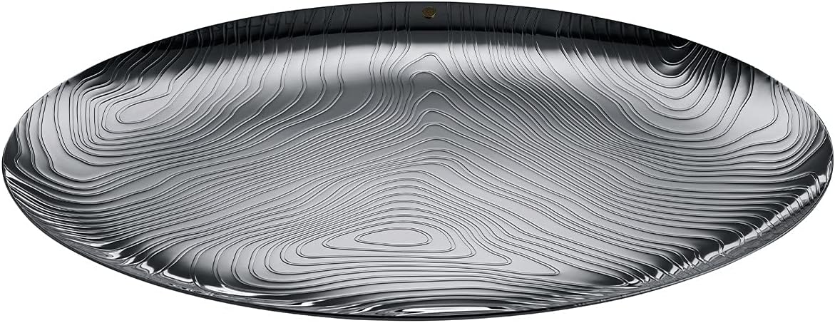 Alessi "Veneer", vassoio di design, in acciaio inossidabile 18/10 con decoro in rilievo
