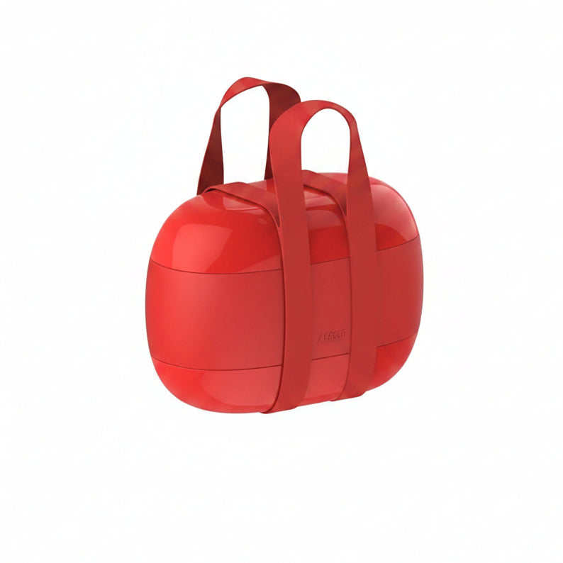 Alessi "Food À Porter" lunch box a tre scomparti in resina termoplastica, rosso, 10 cm