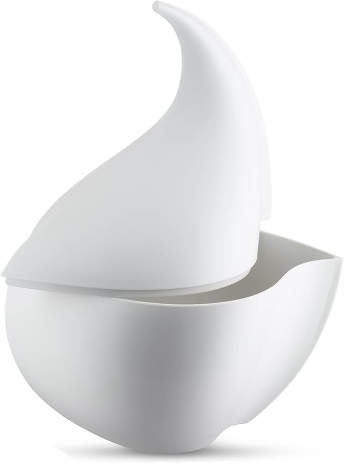 Alessi "Nunziatella" set contenitore e mestolo forato di design per servire le mozzarelle, in resina termoplastica, bianco