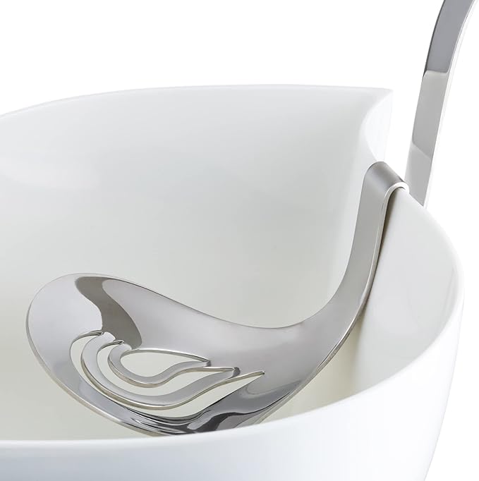 Alessi "Nunziatella" set contenitore e mestolo forato di design per servire le mozzarelle, in resina termoplastica, bianco