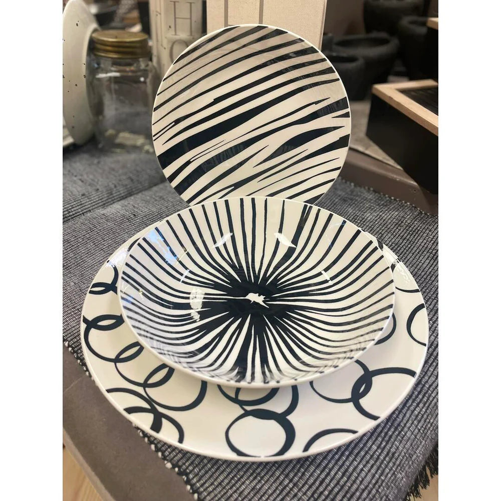 Andrea Fontebasso "Optical Black" servizio tavola 18 pezzi in porcellana