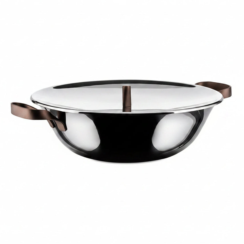 Alessi "Edo" wok acciaio con manici 34cm